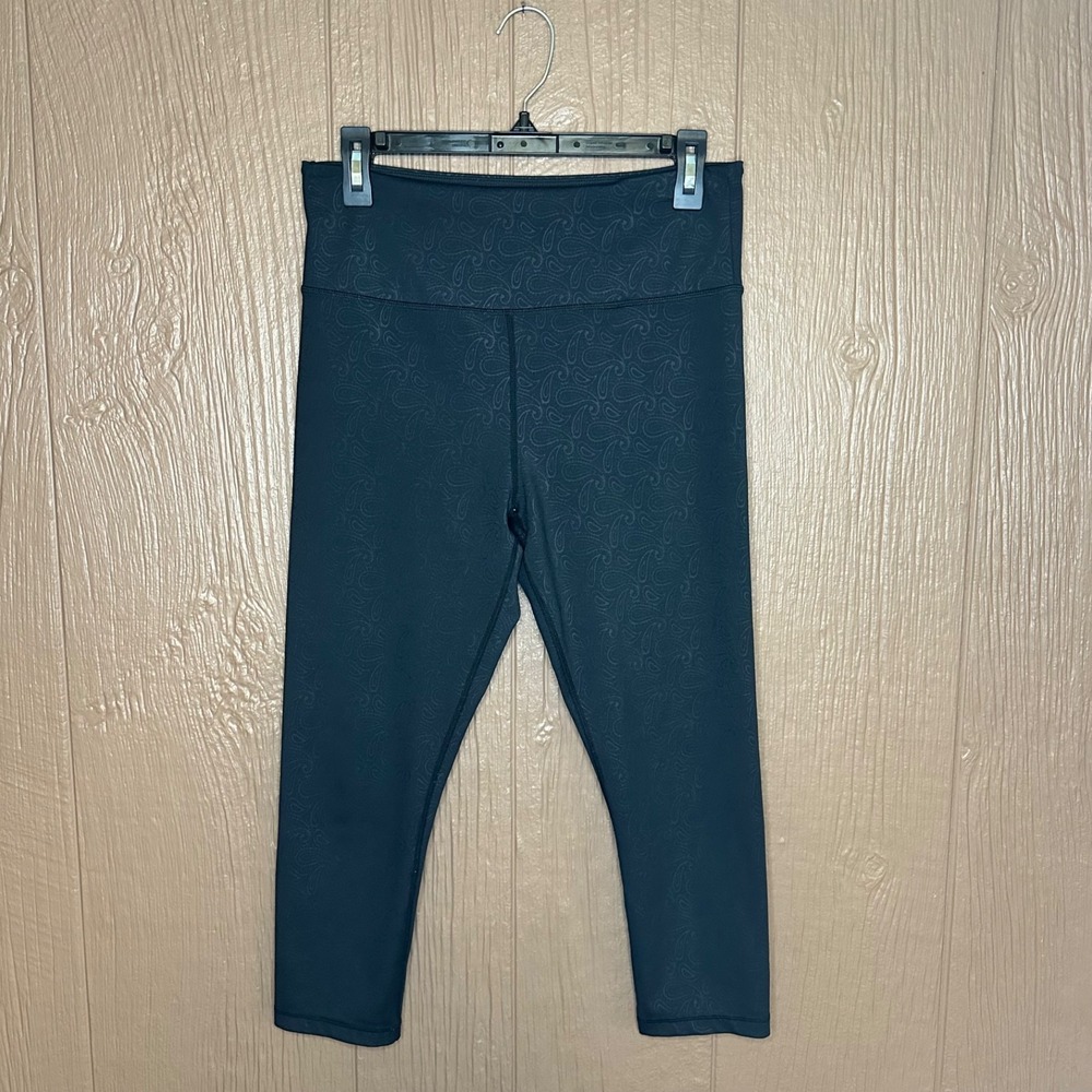 Zyia Active‎ Paisley Print High Rise Black Cropped Leggings Womens 12 (XL) Gym